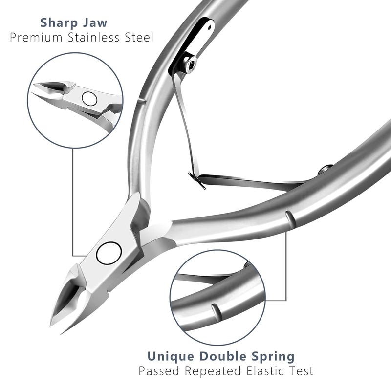 DecuT Cuticle Trimmer with Cuticle Pusher and Scissors, Cuticle Remover Professional Durable Pedicure Manicure Tools, Stainless Steel Cuticle Nipper Cutter Clipper (Silver Pusher) - Image 2